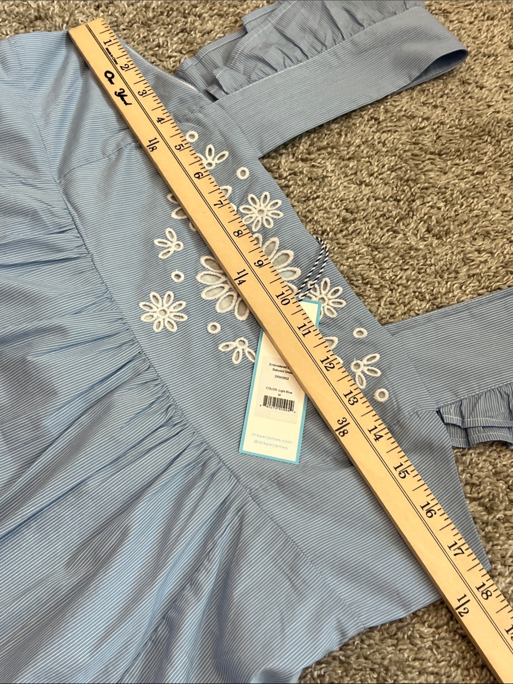 NWT Draper James Embroidered Maddie Babydoll Dress Light Blue Size Medium Lined - Picture 16 of 16